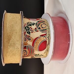 3 Rolls Holiday Kirkland Wire-edged Ribbon, Approx 138 yards total